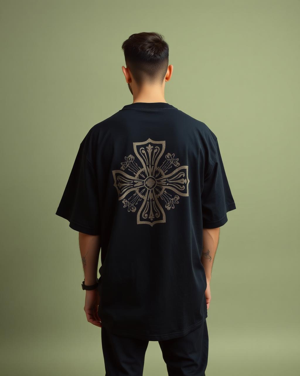Armenian Cross tee worn, back print
